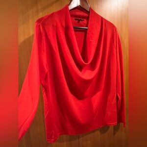 Eileen Fisher Red Cowl Neck Long Sleeve Sweater, size PL